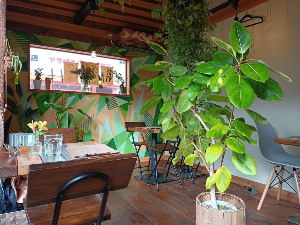 Cafe Natural Riddimの店内の植物